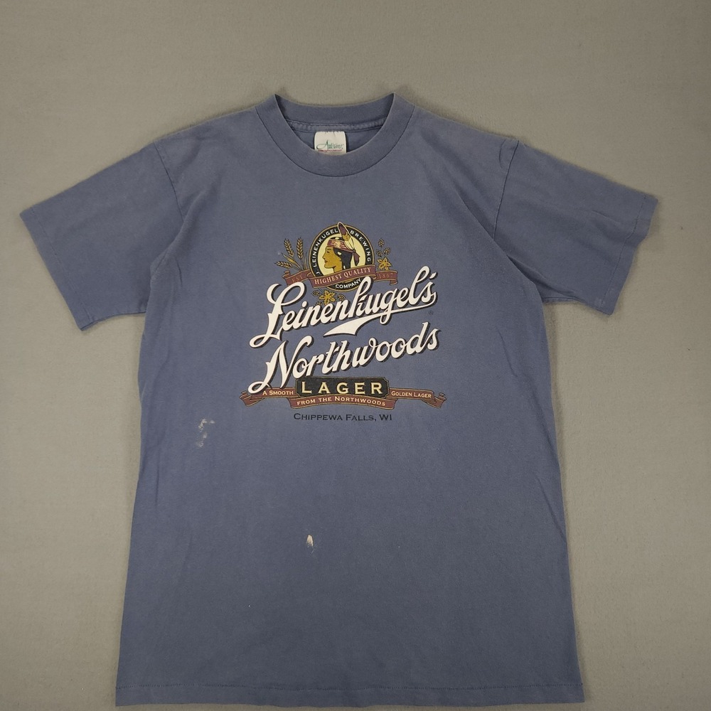 VTG 90s Leinenkugel's Beer Blue Made in USA Single Stitch T-Shirt Sz M